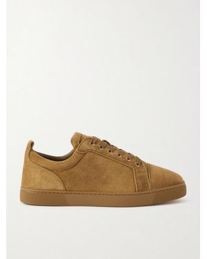 Christian Louboutin Louis Junior Grosgrain-trimmed Suede Trainers - Brown