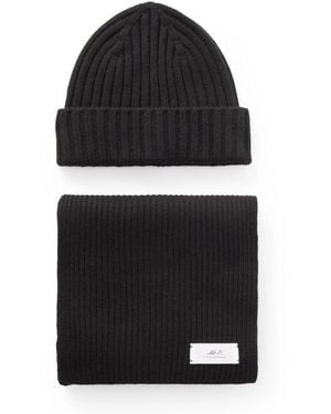 MR P. Ribbed Cashmere Beanie And Scarf Set - Black