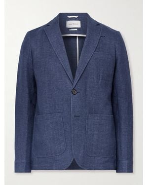Oliver Spencer Theobald Slim-Fit Unstructured Linen Blazer - Blue