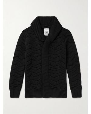S.N.S. Herning Epigon Iii Slim-Fit Shawl-Collar Textured Virgin Wool Cardigan - Black