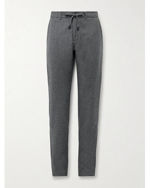 Canali Schmal zulaufende Hose aus Wollflanell mit Kordelzugbund - Grau