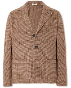 Massimo Alba Baglietto Checked Houndstooth Wool-Blend Blazer - Brown