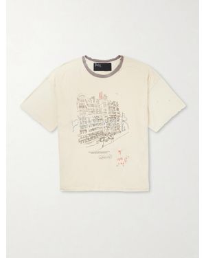 Paly Hollywood Chelsea Hotel Embellished Printed Cotton-jersey T-shirt - Natural