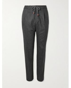 Slowear Incotex Tapered Pleated Wool And Cashmere-Blend Trousers - Grey