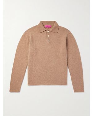 The Elder Statesman Brushed-cashmere Polo Shirt - Natural