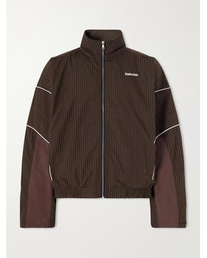 NAHMIAS Grid Checked Logo-Embroidered Cotton Blouson Jacket - Braun