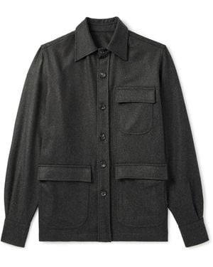 De Petrillo Wool And Cashmere-blend Overshirt - Black