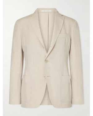 Eleventy Lyocell And Linen-blend Suit Jacket - Natural