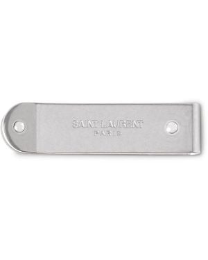 Saint Laurent Logo-Engraved-Tone Money Clip - Metallic