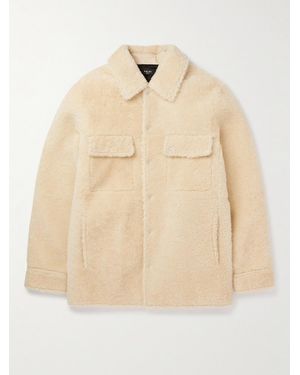 Amiri Logo-Print Shearling Shirt Jacket - Natural
