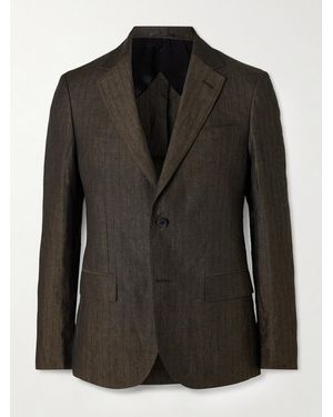 MR P. Striped Linen Suit Jacket - Black