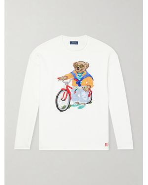 Polo Ralph Lauren Polo Bear-embroidered Bead-embellished Knitted Cotton Jumper - White