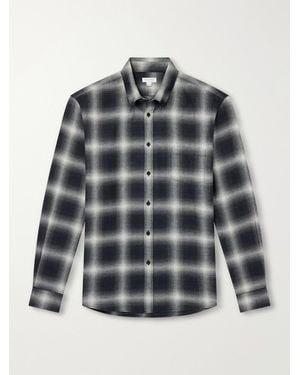 Sunspel Checked Cotton-Flannel Shirt - Grey