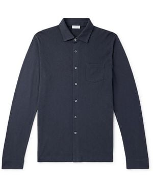 Sunspel Riviera Supima Cotton-mesh Shirt - Blue