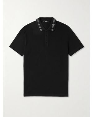 Versace Medusa Embroidered Cotton-piqué Polo Shirt - Black