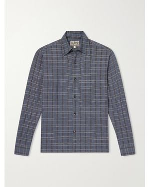 Kartik Research Checked Cotton And Silk-Blend Shirt - Blue