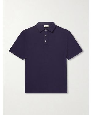 Altea Greg Cotton-Blend Piqué Polo Shirt - Blue
