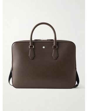 Montblanc Logo-Appliquéd Textured-Leather Briefcase - Brown