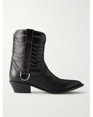 Enfants Riches Deprimes Split Ends Embroidered Leather Ankle Boots - Black