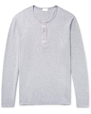 Handvaerk Pima Cotton-Jersey Henley Pajama Shirt - Gray