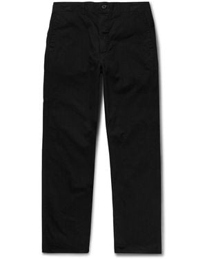 Orslow Straight-Leg Twill-Striped Cotton Pants - Black