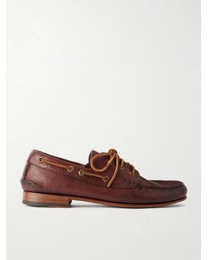 Yuketen Italian Hex Eye Leather Boat Shoes - Braun