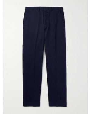 Officine Generale Straight-leg Garment-dyed Cotton-twill Trousers - Blue