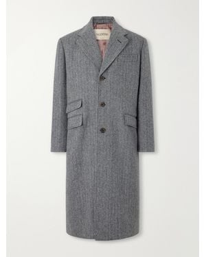 Valentino Garavani Herringbone Virgin Wool Coat - Grey