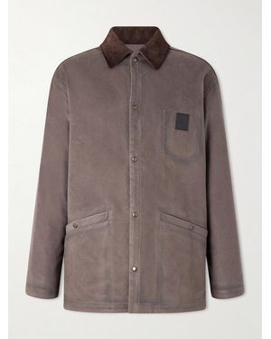 Loewe Logo-Appliquéd Corduroy-Trimmed Woven Overshirt - Brown