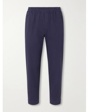 Folk Drawcord Assembly Straight-Leg Brushed Cotton Pants - Blue