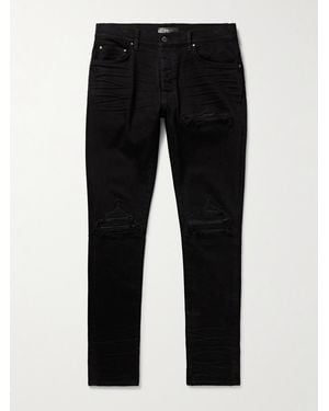 Amiri Mx1 Skinny-Fit Leather-Panelled Distressed Jeans - Black