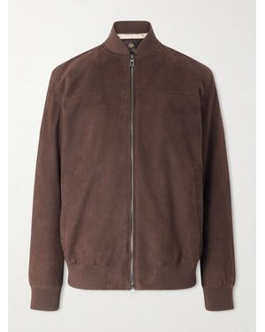 Loro Piana Ivy Padded Suede Bomber Jacket - Brown
