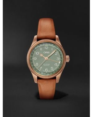 Oris Big Crown Pointer Date Automatic 36mm Bronze and Leather Watch - Schwarz