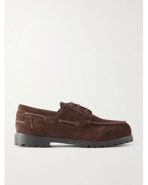 Studio Nicholson Lace-Up Boat Suede Shoes - Brown