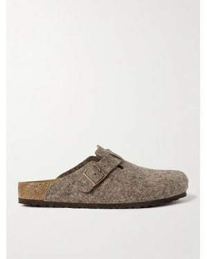 Birkenstock Boston Wool-Felt Clogs - Marrone