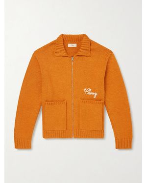 CHERRY LA 1 Star Cropped Logo-embroidered Cotton Zip-up Cardigan - Orange