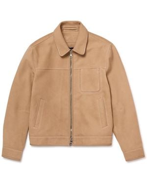 MR P. Paneled Leather-Trimmed Suede Jacket - Natural