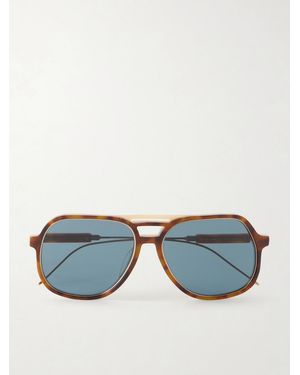 Brunello Cucinelli Aviator-style Tortoiseshell And Gold-tone Sunglasses - Blue