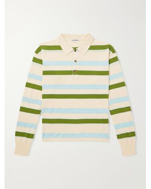 JW Anderson Rugby Striped Cotton-Blend Polo Shirt - Green