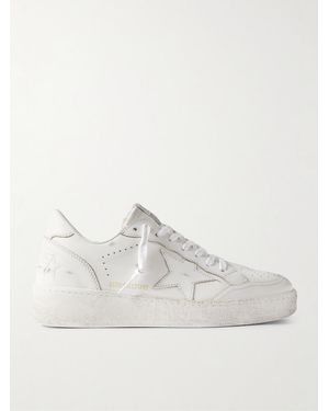 Golden Goose Ball Star Distressed Leather Trainers - Natural