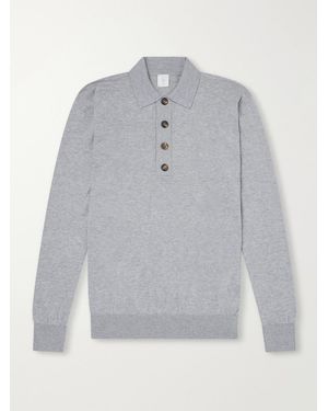 Eleventy Cotton And Cashmere-Blend Polo Shirt - Grey