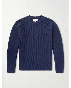 Folk Direction Ribbed Wool-Blend Sweater - Blue