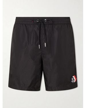Moncler Slim-Fit Mid-Length Logo-Appliquéd Swim Shorts - Schwarz