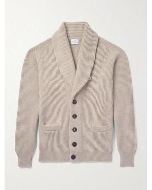 Kingsman Shawl-Collar Ribbed Wool Cardigan - Natural