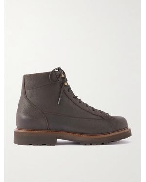 Brunello Cucinelli Waxed-Suede Hiking Boots - Brown