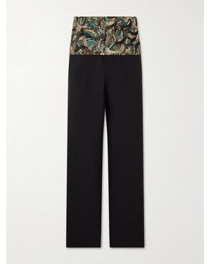 Dries Van Noten Pablo Embellished Cotton And Wool-blend Trousers - Black