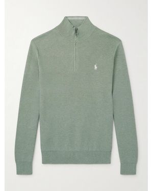 Polo Ralph Lauren Logo-Embroidered Cotton Half-Zip Jumper - Green
