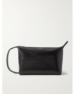 Loewe Puzzle Fold Leather Wash Bag - Black