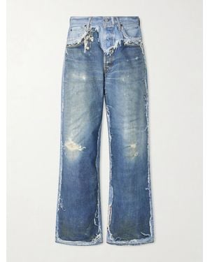 Acne Studios 1981 Wide-Leg Trompe'Oeil Printed Organic Jeans - Blue