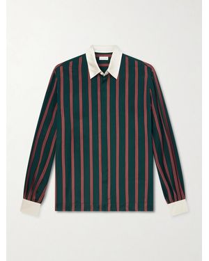 Dries Van Noten Striped Satin Shirt - Blue
